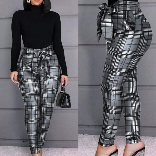 high waisted plaid pants skinny