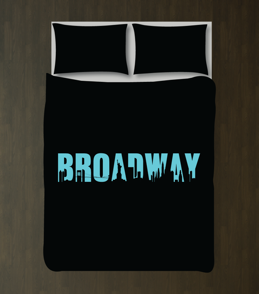 Broadway Bedding Set For Girls And Boys Duvet Cover And Shams Black And Aqua Choose Any Colors