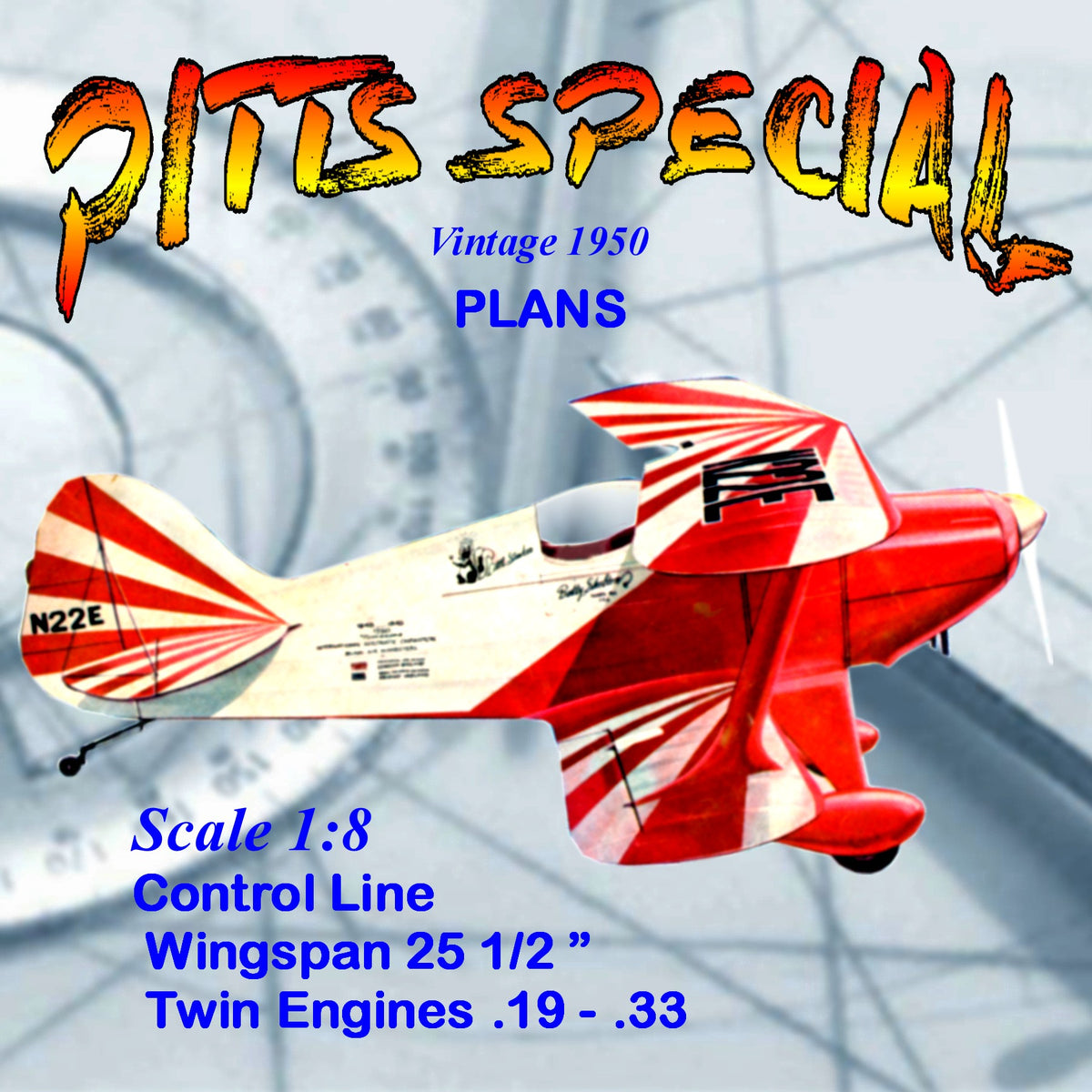 UC : Pitts Special Scale 25½" for .19-.35 Model Airplane Plans Musciano 