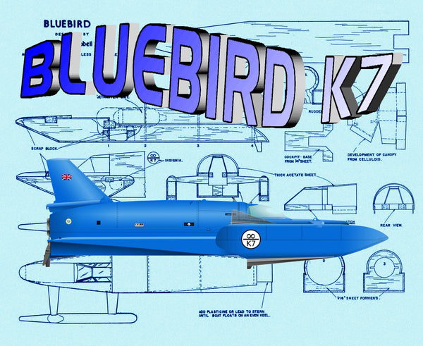 Build Semi-Scale 1:32 Bluebird K7 water speed boat Full 