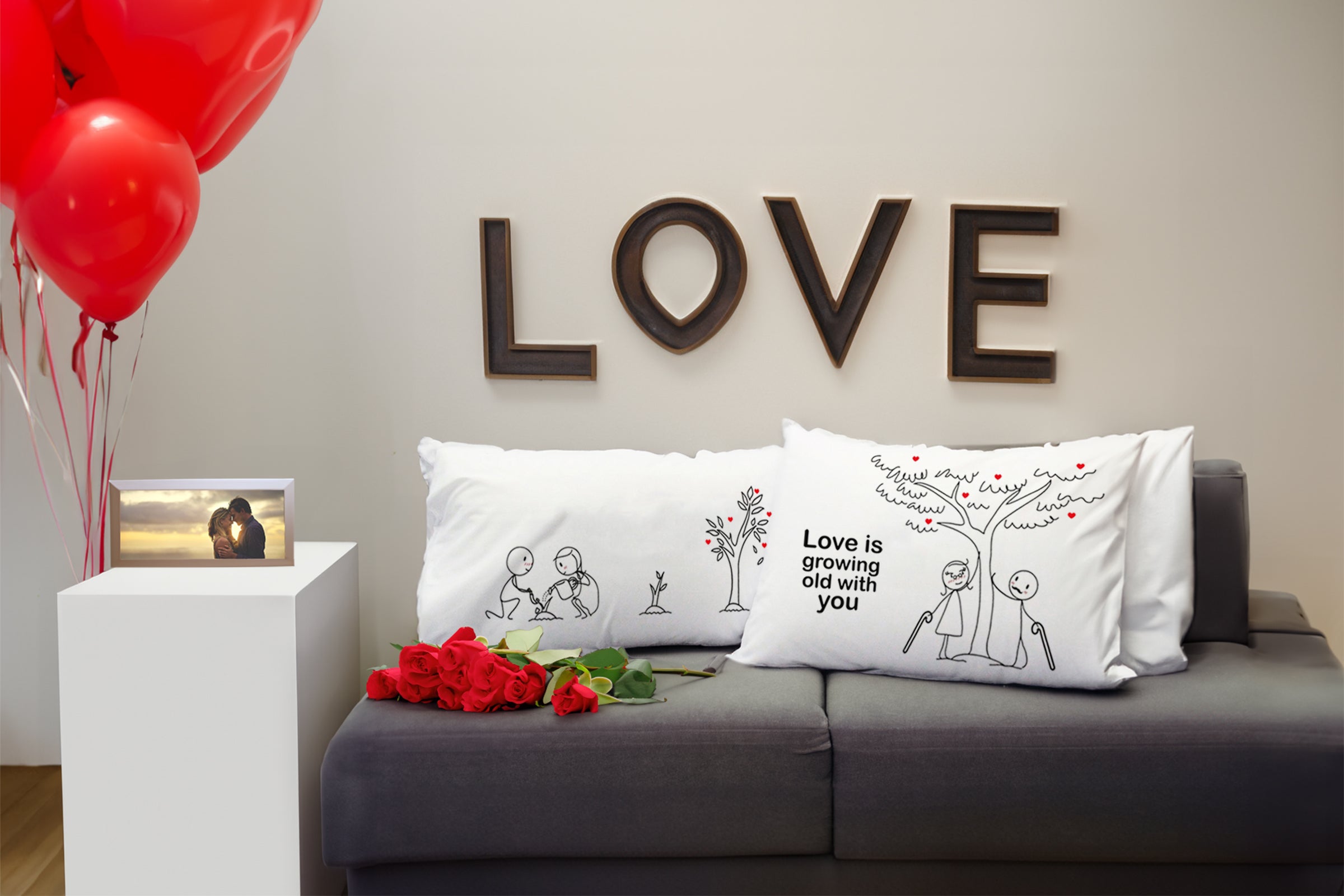 Explore BoldLoft's anniversary gifts for couples featured love-themed stick figure and love sayings designs