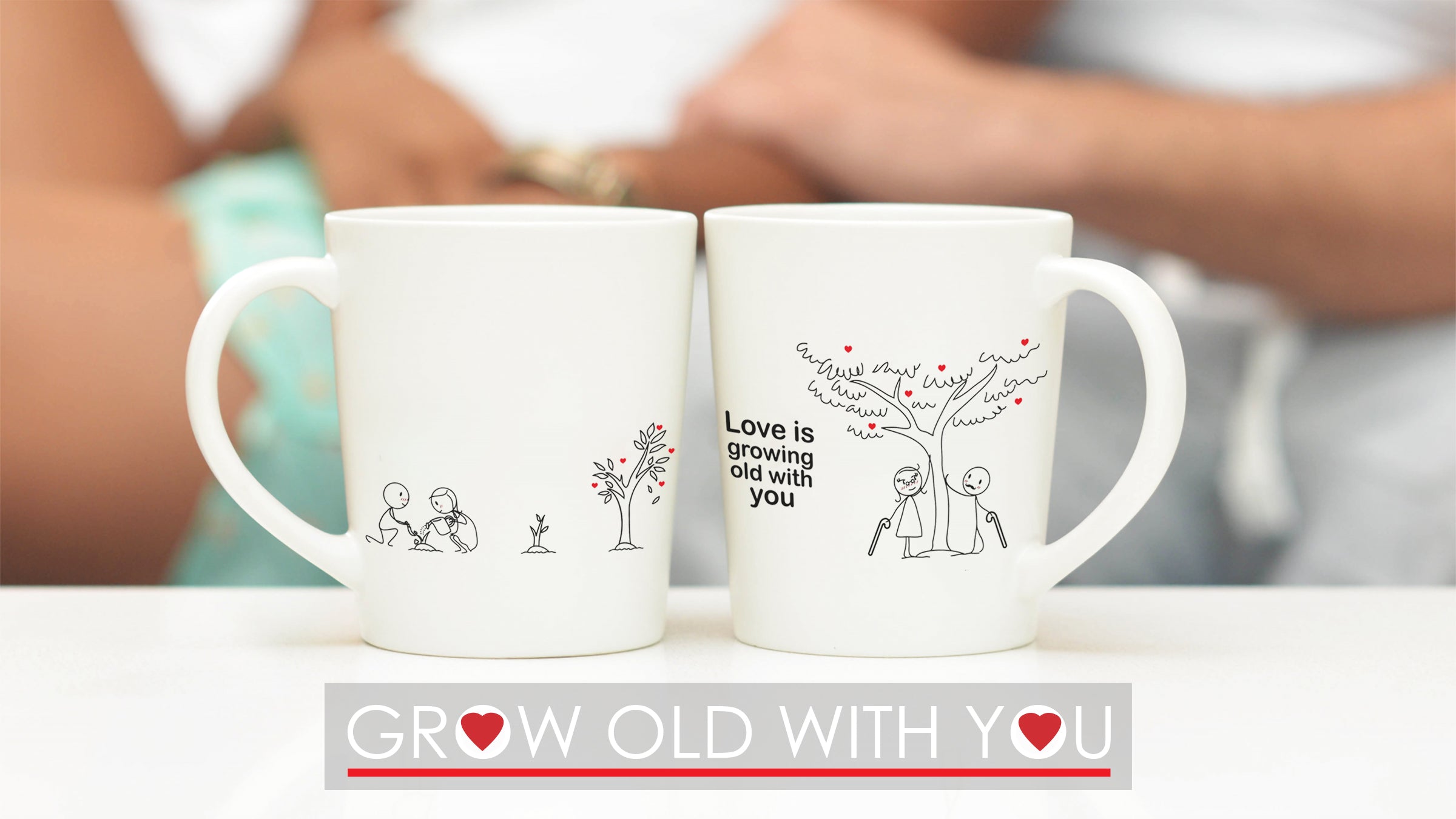 Grow Old With You Anniversary Mugs for Couples