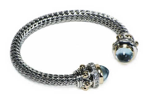 Blue Topaz and 14ct gold Bangle