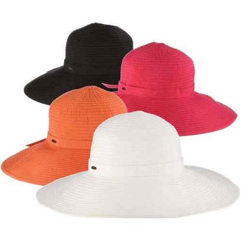 Deluxe Ribbon Floppy Hat with Chin Strap - Scala Hats