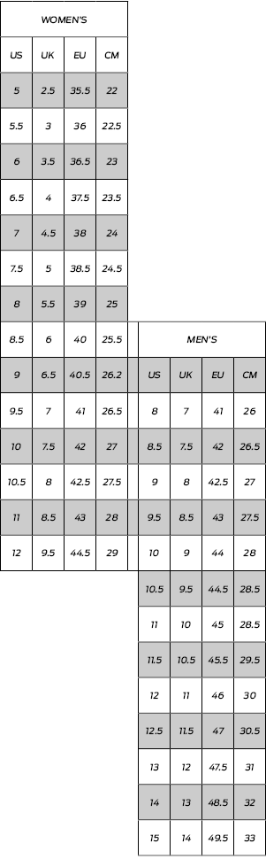 Common Ground Footwear Size Conversions