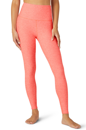 Beyond Yoga Spacedye Caught in the Midi High Waist Legging - Electric Peach Heather  