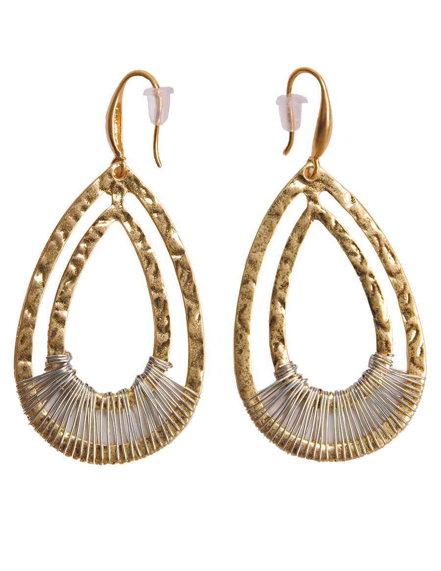 Wire Wrap Gold Drop Earrings