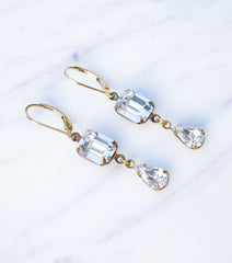 Emerald Cut Crystal Droplet Earrings - Katherine Swaine