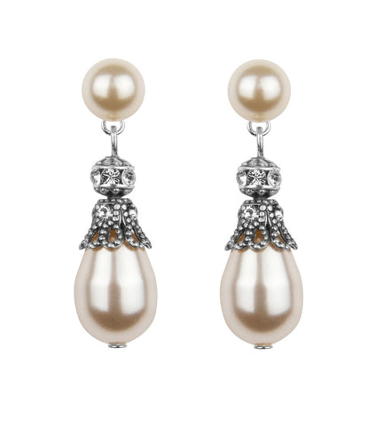Rhinestone Embellished Pearl Drop Earrings