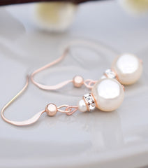 Rose Gold Crystal and Pearl Earrings - Katherine Swaine