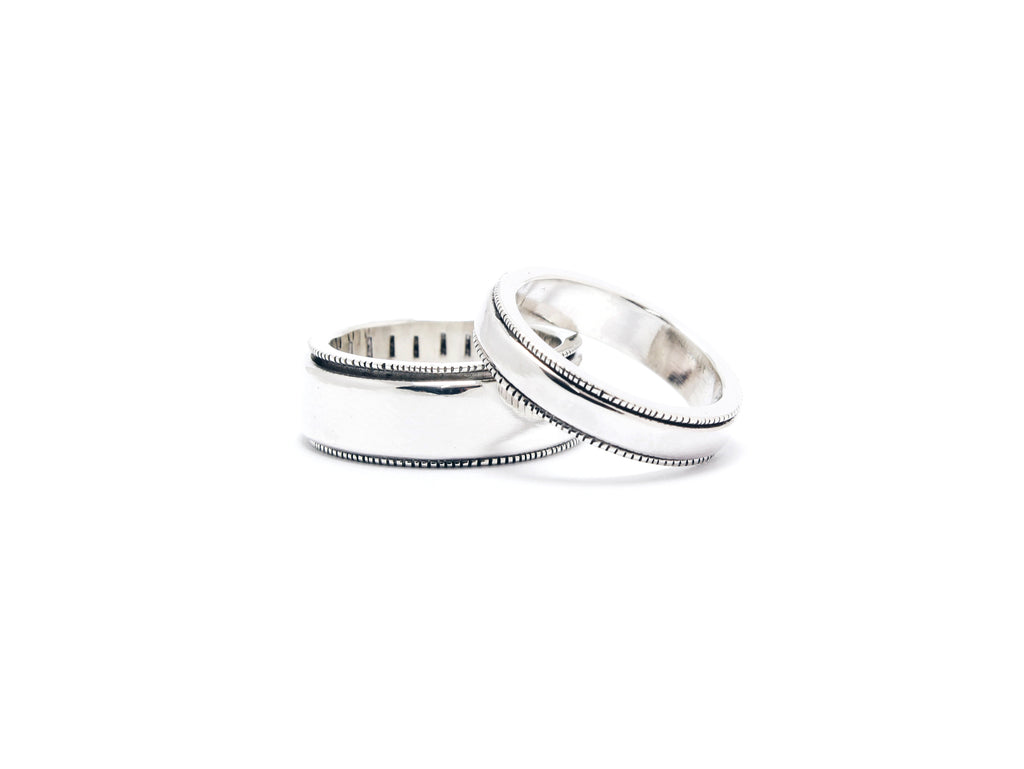 Stale & Co / Stelliyah - Spinner Silver Wedding Bands with Hand Hammered Details