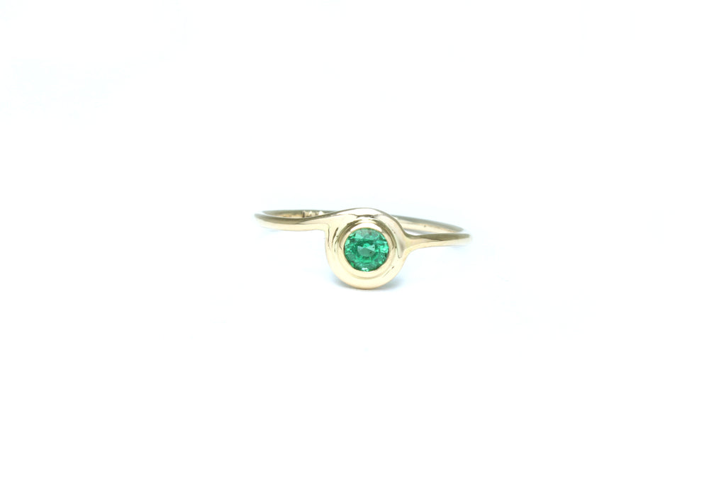 Stelliyah Engagement Ring - 14K Yellow Gold Bezel Set Emerald