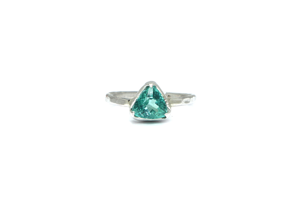 Stelliyah Engagement Ring - Bezel Set Trillion Cut Blue Apatite