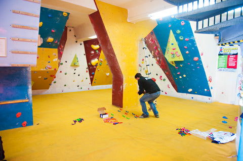 Building the coat hook climbing wall