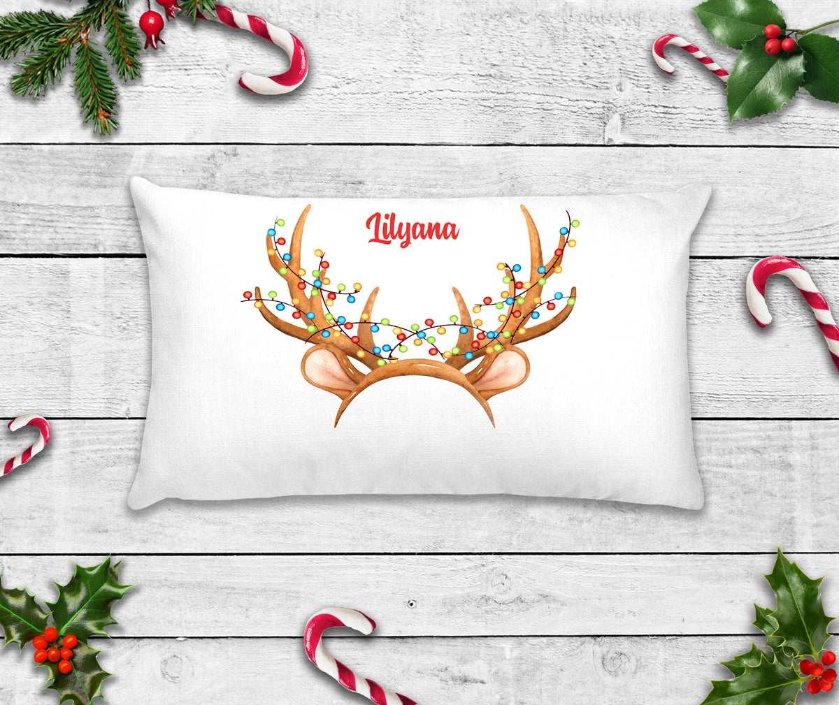 Personalized Reindeer Antler Pillowcase 