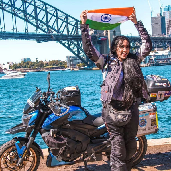 Candida Louis Bikergirl Female Biker World Traveler Australia Tour Solo travel on bike Women's Day
