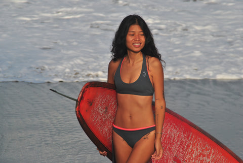 Zealous Clothing Signature Surf bikini top anthrazite fluro orange reversible