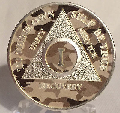 Alcoholics Anonymous Coin AA 32 Year Coin Blue Silver Color Plated Medallion 