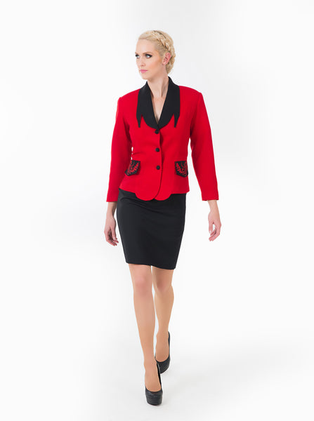 red business suit female