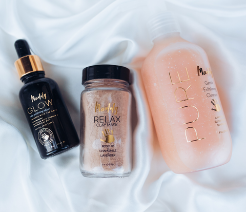 Scar Bundle: Glow Elixir, Relax Clay Mask, and Pure Exfoliating Cleanser