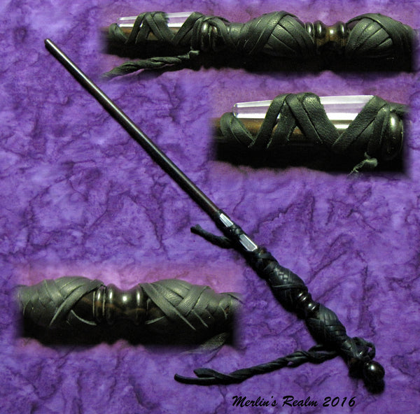 Ebony Crystal Leather Wrapped Master Wand