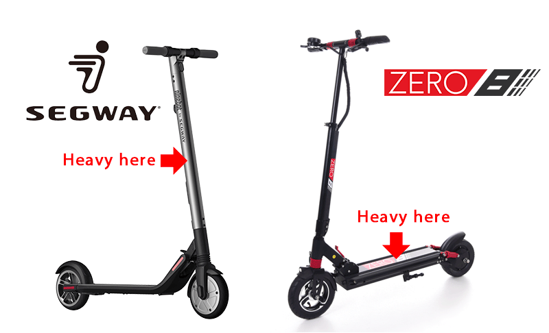 electric scooter comparison segway es2 zero 8 weight distribution