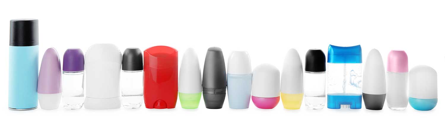 colorful assortment of generic deodorant containers with no labels