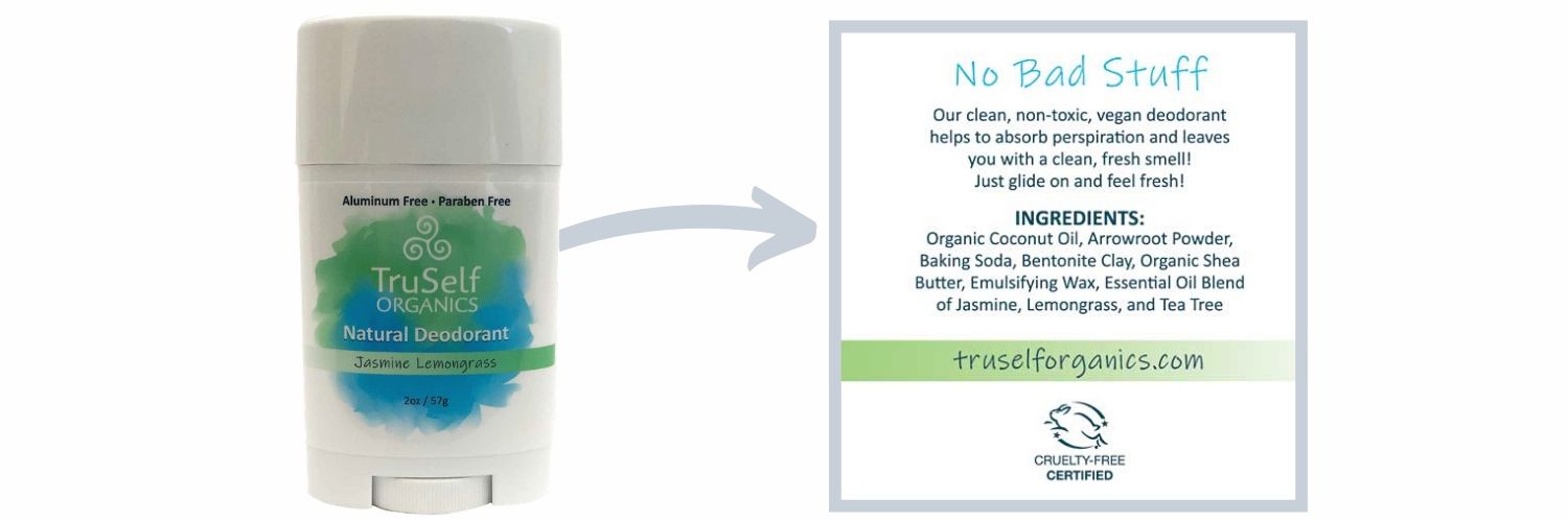 truself organics natural deodorant label