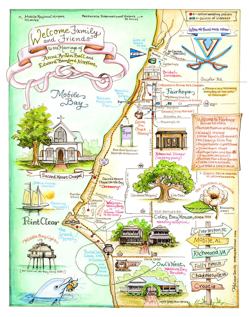 Fairhope, AL Wedding Map by Melissa Smith