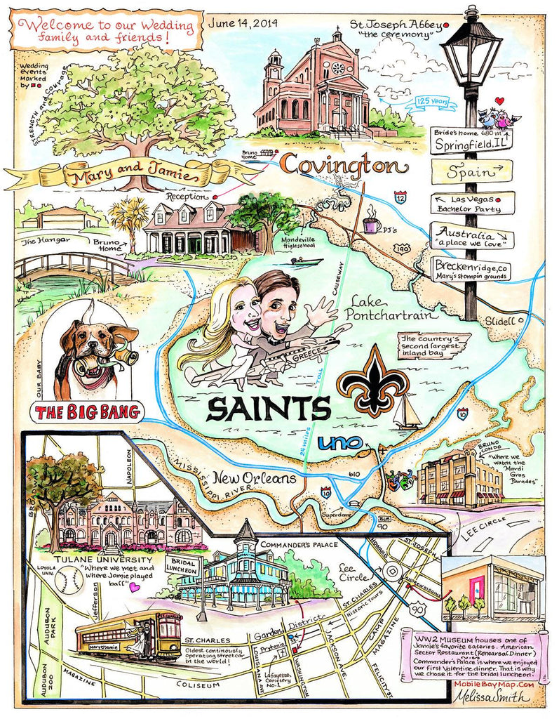 New Orleans Wedding Map by Melissa Smith