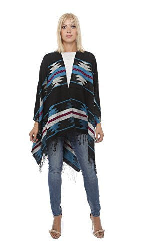 Highness Aztec Reversible XLarge Poncho,Sweaters,Highness - Discount Divas