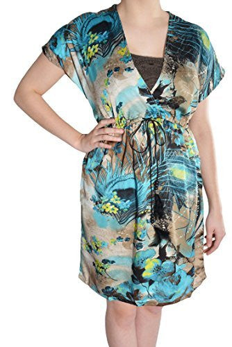 Peacock Floral Print Tunic Dress,Dress,Grevergate - Discount Divas
