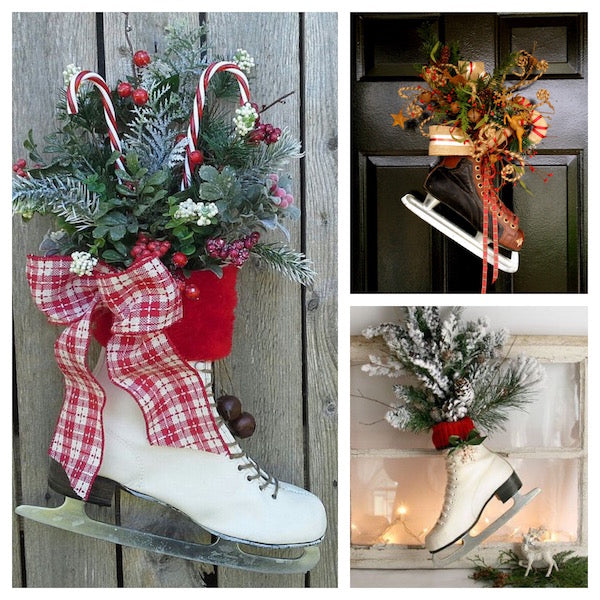 Vintage ice skate decor