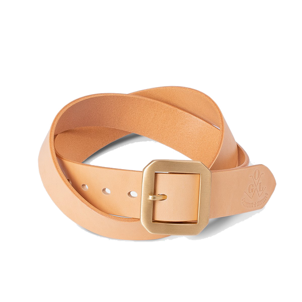 Single Prong Brass Garrison Leather Belt - Natural | James Dant