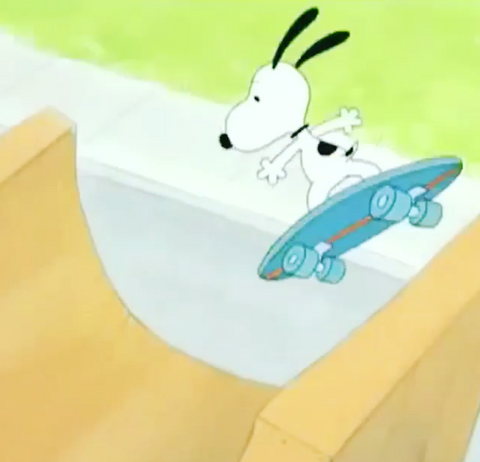 Snoopy hits the skatepark.. and rips!