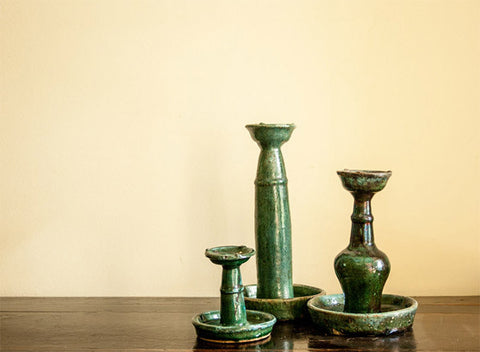 Turquoise antique candle holders