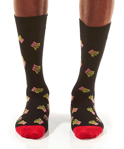 Burger & Fries Men's Crew Socks Model Image Front | Yo Sox Canada
