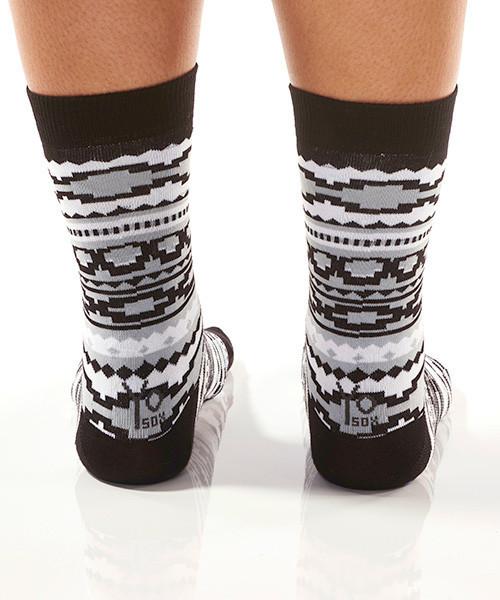 Black & Grey Aztec Women's Crew Socks Model Image Back | Yo Sox Canada