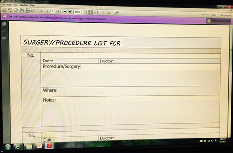 Surgery/Procedure List