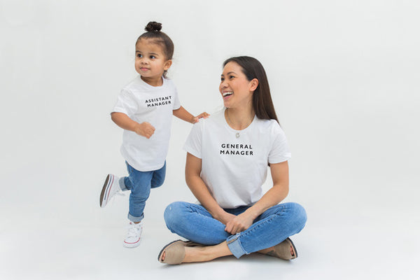 'general manager' women's tee, 'assistant manager' toddler tee