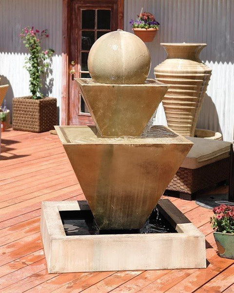 Double Oblique With Ball Outdoor Water Fountain