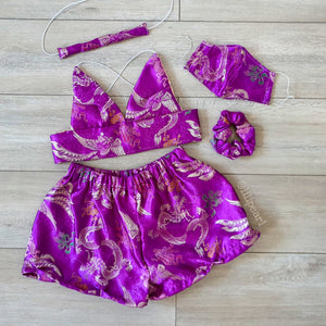 Purple Dragon ananacatering handmade triangle bralet  - ananacatering - ananacateringLithuania - Handmade luxury dragon satin chinese unique womens clothing lace mesh prom dress festival crop top sequin bodychain dolls kill depop shopify silkfred chelsea pearl li bralet lili pearl