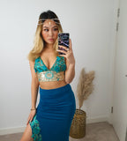 Arabian Nights Green ananacatering handmade triangle lace bralet  - ananacatering - ananacateringLithuania - Handmade luxury dragon satin chinese unique womens clothing lace mesh prom dress festival crop top sequin bodychain dolls kill depop shopify silkfred chelsea pearl li bralet lili pearl