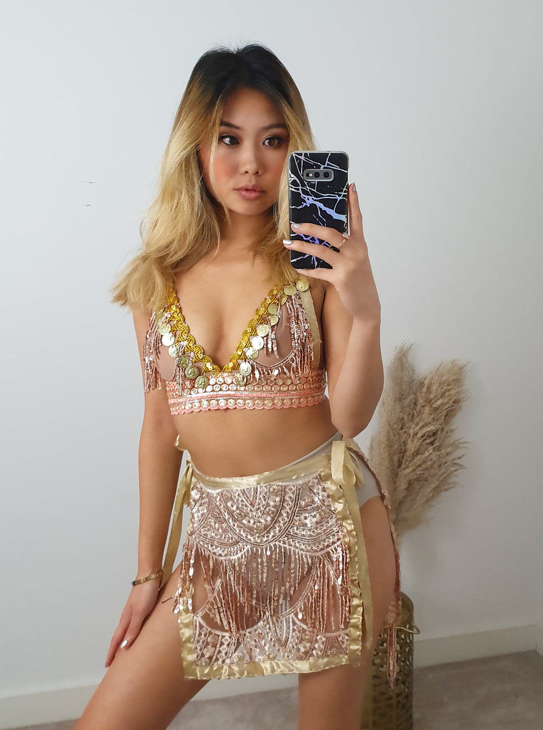 Warrior Princess ananacatering halloween costume triangle bra 3 piece co ord set  - ananacatering - ananacateringLithuania - Handmade luxury dragon satin chinese unique womens clothing lace mesh prom dress festival crop top sequin bodychain dolls kill depop shopify silkfred chelsea pearl li bralet lili pearl
