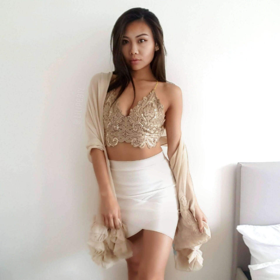 Bronzer ananacatering handmade lace triangle bralet  - ananacatering - ananacateringLithuania - Handmade luxury dragon satin chinese unique womens clothing lace mesh prom dress festival crop top sequin bodychain dolls kill depop shopify silkfred chelsea pearl li bralet lili pearl