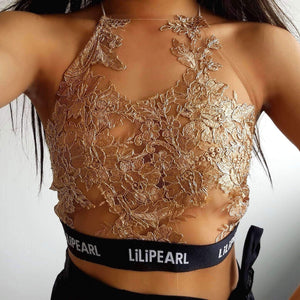 ananacatering band bronze Mesh bralet  - ananacatering - ananacateringLithuania - Handmade luxury dragon satin chinese unique womens clothing lace mesh prom dress festival crop top sequin bodychain dolls kill depop shopify silkfred chelsea pearl li bralet lili pearl