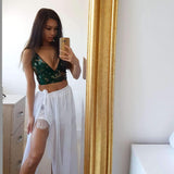 Emerald Dragon ananacatering handmade triangle bralet  - ananacatering - ananacateringLithuania - Handmade luxury dragon satin chinese unique womens clothing lace mesh prom dress festival crop top sequin bodychain dolls kill depop shopify silkfred chelsea pearl li bralet lili pearl