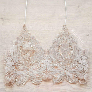 Bronzer ananacatering handmade lace triangle bralet  - ananacatering - ananacateringLithuania - Handmade luxury dragon satin chinese unique womens clothing lace mesh prom dress festival crop top sequin bodychain dolls kill depop shopify silkfred chelsea pearl li bralet lili pearl