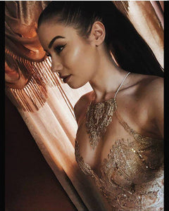 Bronzette ananacatering handmade lace bralet  - ananacatering - ananacateringLithuania - Handmade luxury dragon satin chinese unique womens clothing lace mesh prom dress festival crop top sequin bodychain dolls kill depop shopify silkfred chelsea pearl li bralet lili pearl