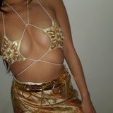 Gold sequin GAGA ananacatering handmade star bra  - ananacatering - ananacateringLithuania - Handmade luxury dragon satin chinese unique womens clothing lace mesh prom dress festival crop top sequin bodychain dolls kill depop shopify silkfred chelsea pearl li bralet lili pearl